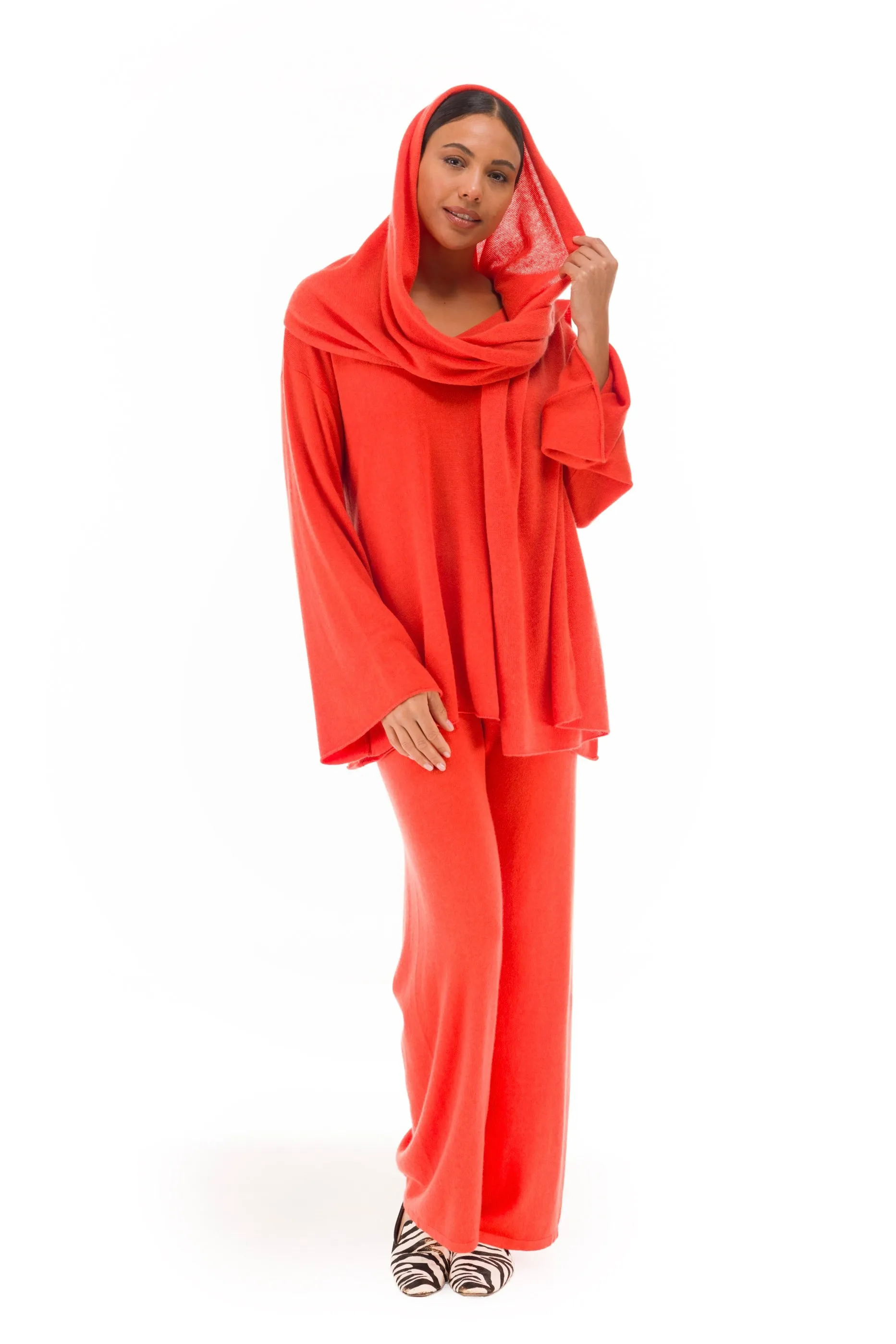 100% CASHMERE KNITTED SCARF ORANGE