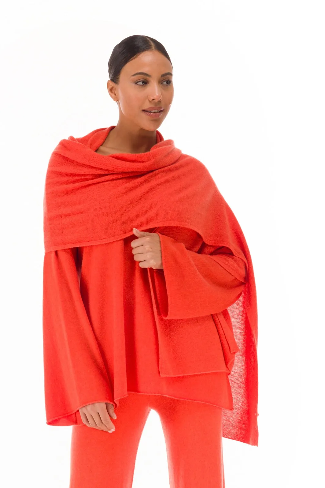 100% CASHMERE KNITTED SCARF ORANGE