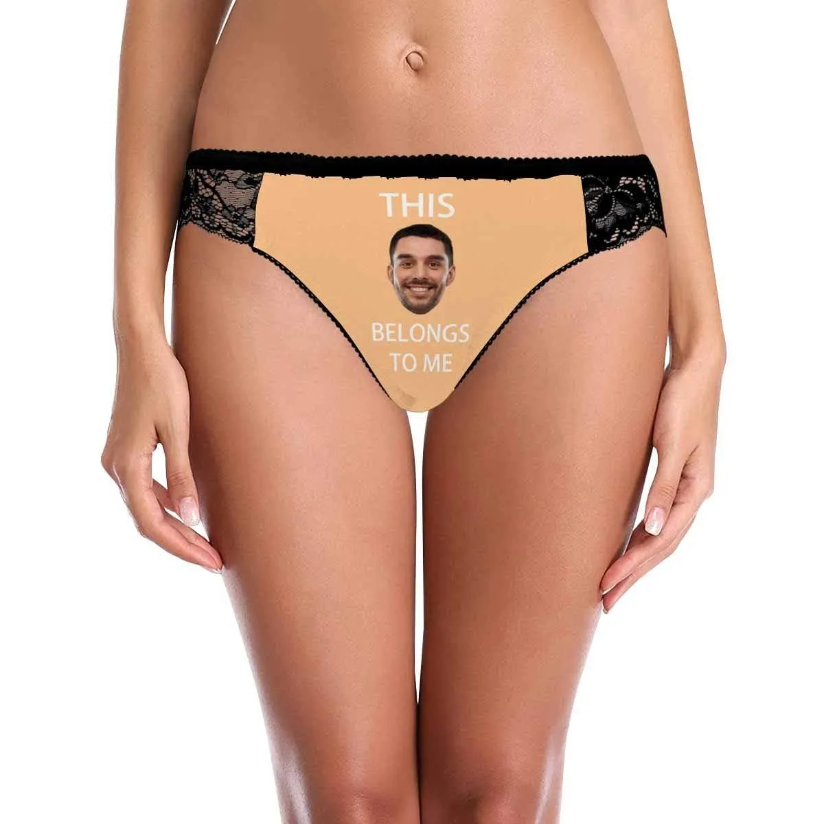 Custom Womens Panties Personalized Face Belongs To Me Sexy Underwear Women's Lace Panty