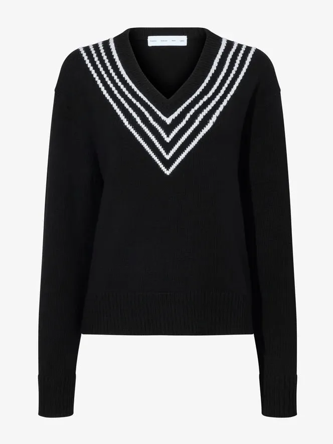 Gianna Top in Merino Stripe - black multi