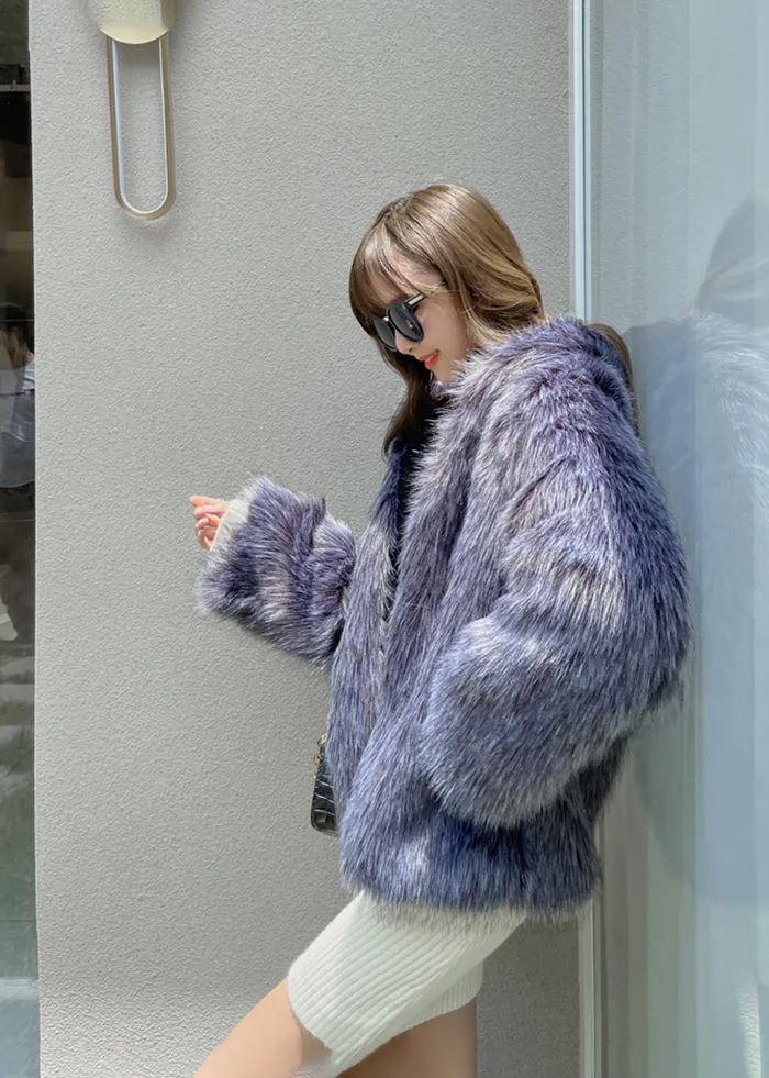 Hooded Crop Faux Fur Coat