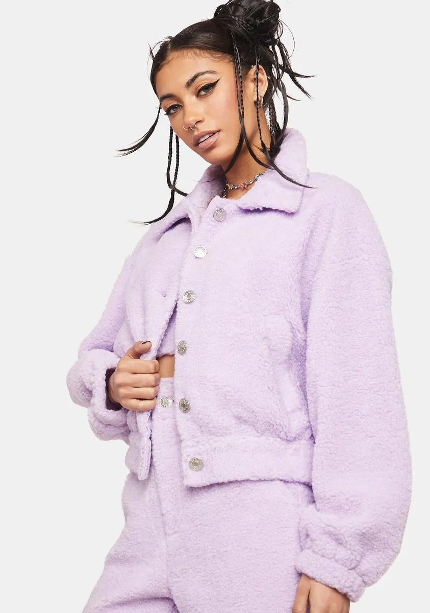 Lilac No Repeats Sherpa Jacket
